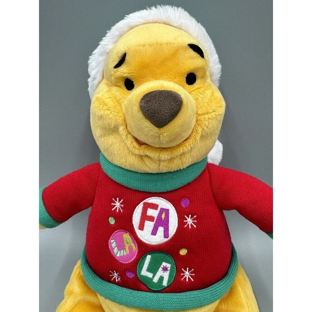 Disney Store Winnie the Pooh In Christmas Sweater & Santa Hat 13